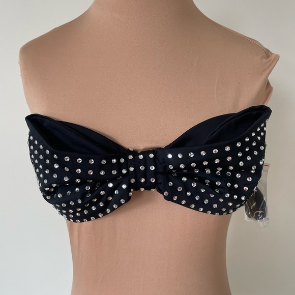 Kate Spade Georgica Beach Jewels Black Swimsuit Bikini Bandeau Top NWT Size XS - Picture 4 of 10